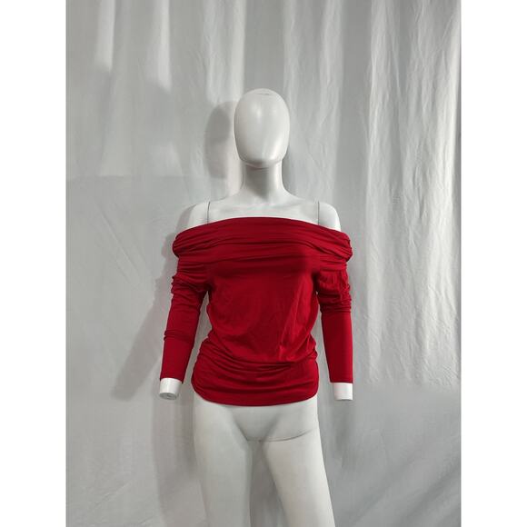 Reformation 'Florentina' Red Knit Off Shoulder Long Sleeve Top Size M - Picture 2 of 5